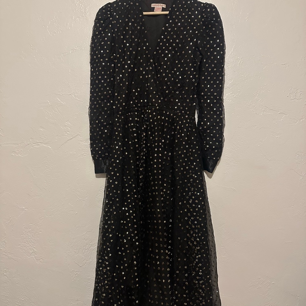 Halston Heritage Black Dress with Silver Details